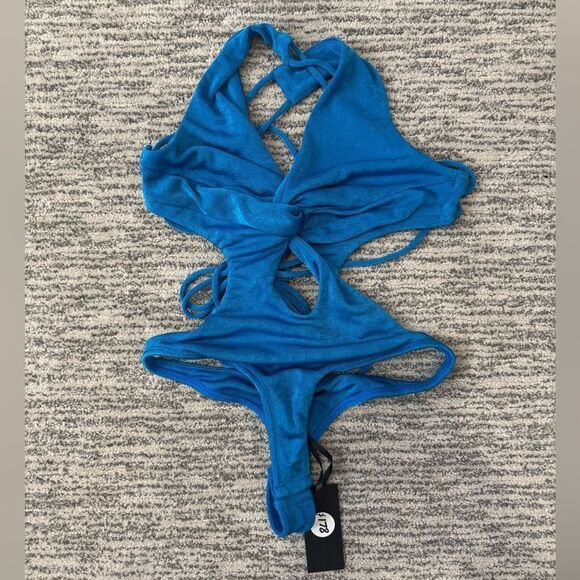 NWT H:OURS Revolve Brianna Bodysuit in Blue Small - Picture 2 of 7